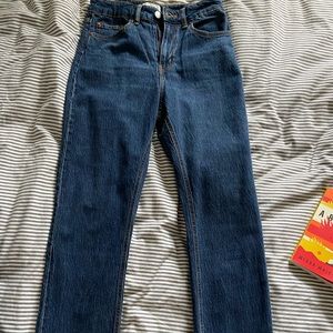Fitted dark wash jeans